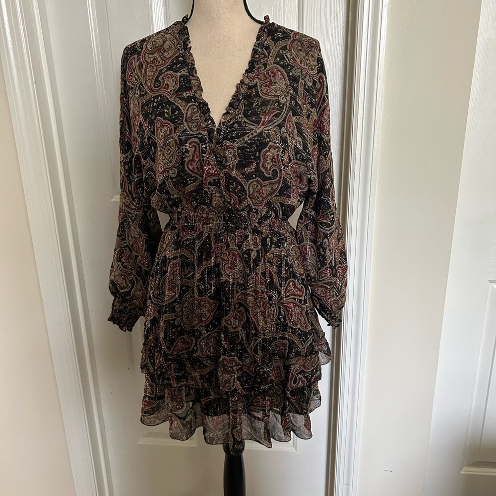 The Kooples Tanger Bandana Silk Tiered Mini Dress - Picture 3 of 16